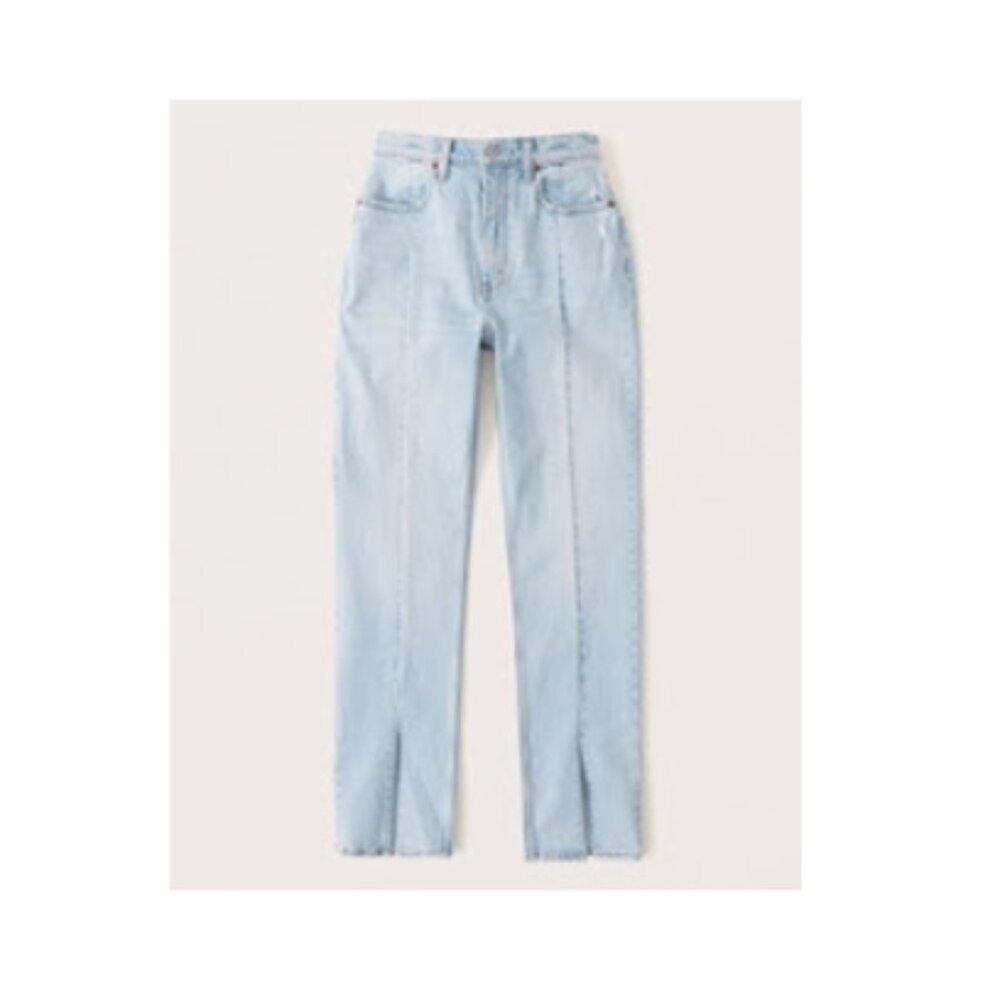 ABERCROMBIE Curve Love Ultra High Rise 90s Straight Jean, Front Vent Hem, sz. 32